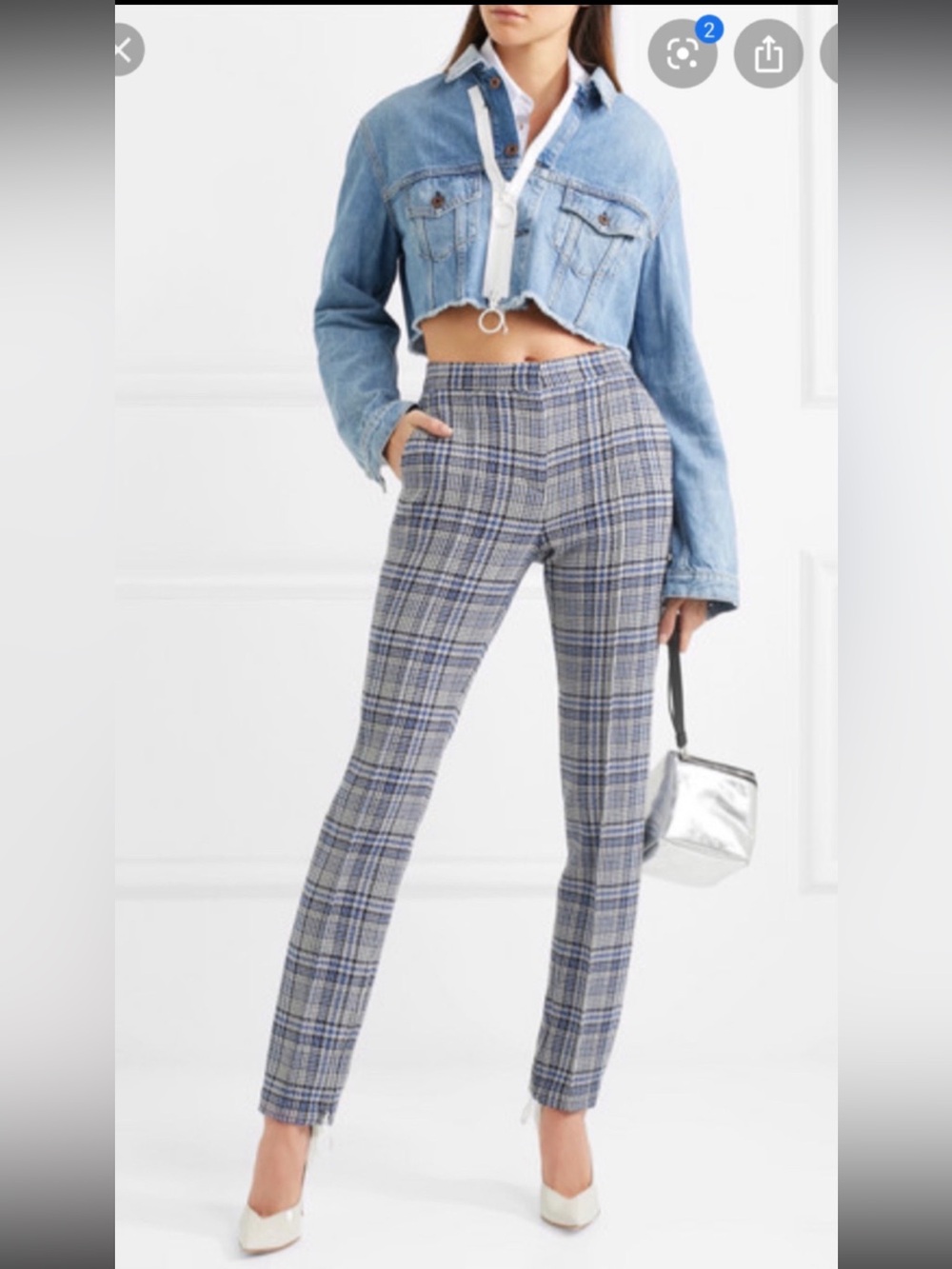 Off-White Virgil Abloh Virgin Wool Plaid Tailored Pants Ring Zip IT40 NEW